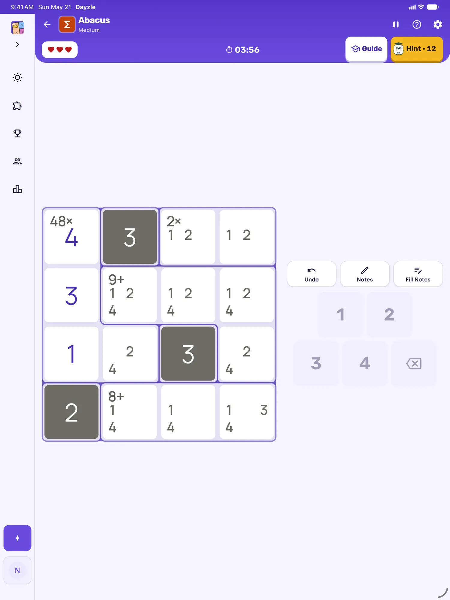 Abacus on iPad: a board in progress