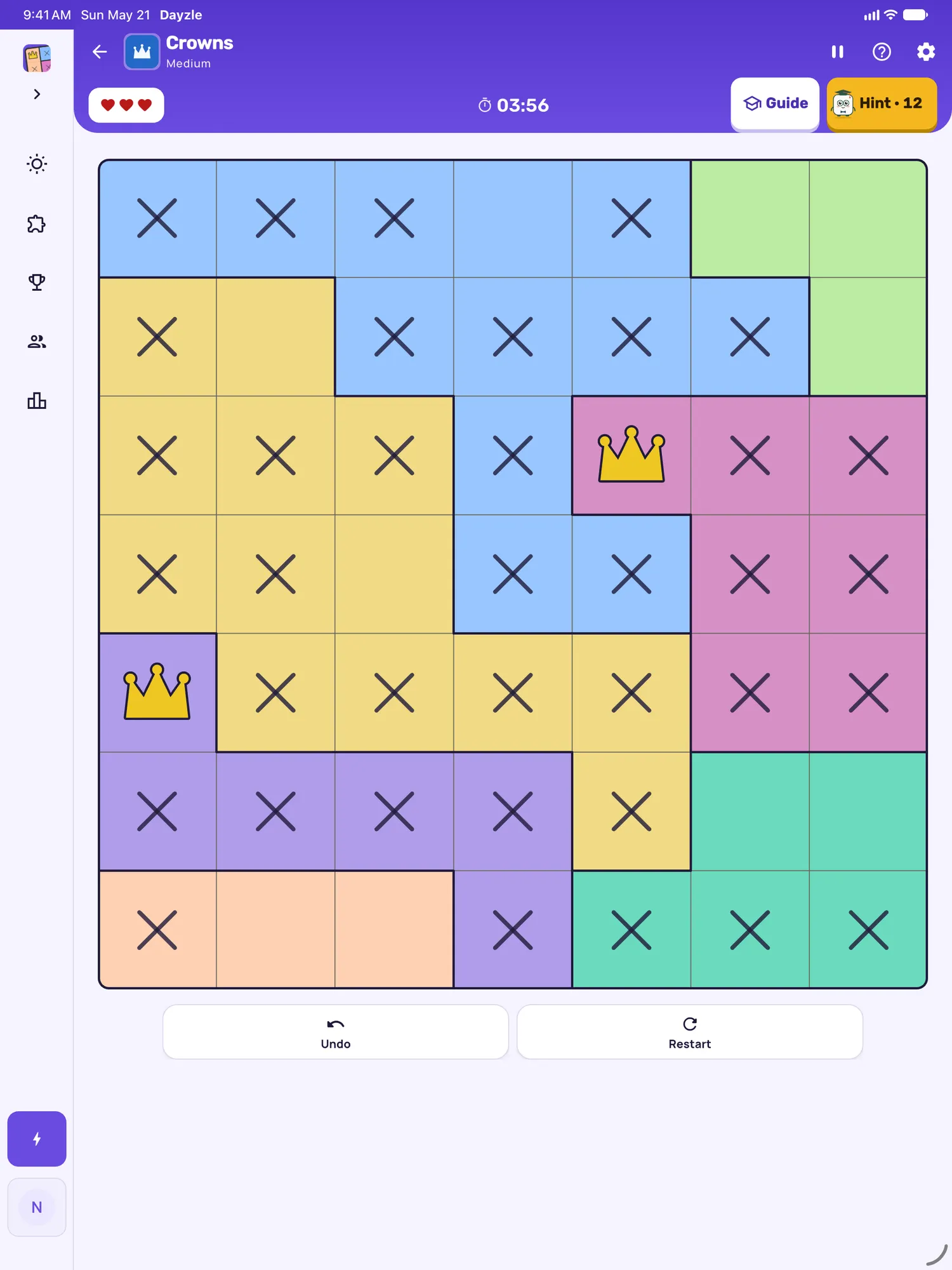 Crowns on iPad: a board in progress
