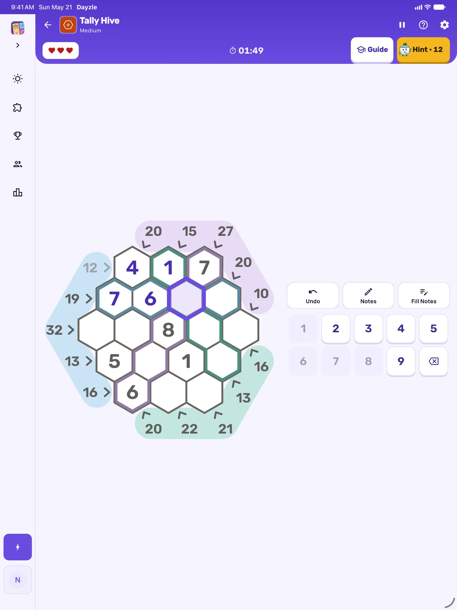 Tally Hive on iPad: a board in progress