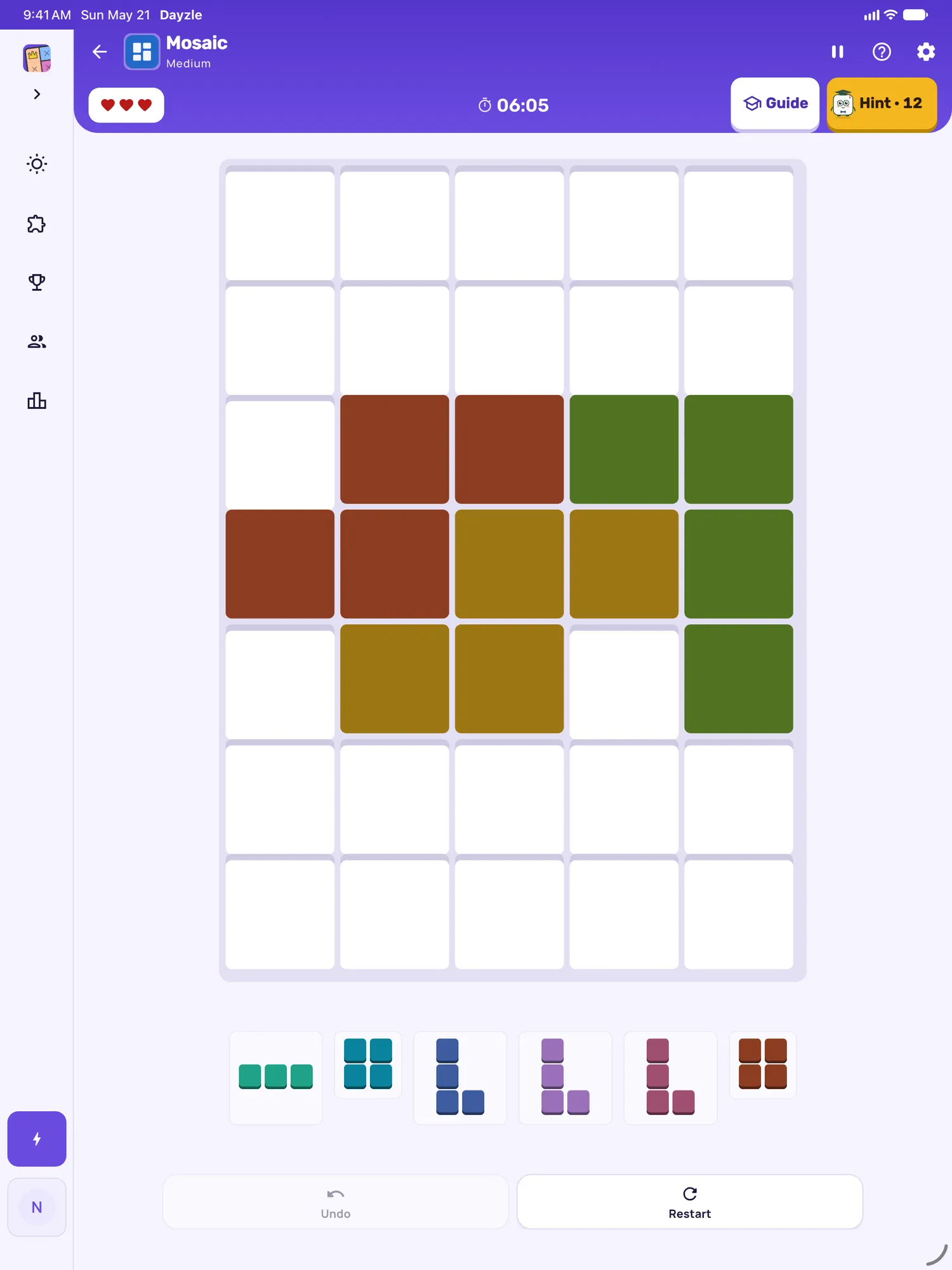 Mosaic on iPad: a board in progress