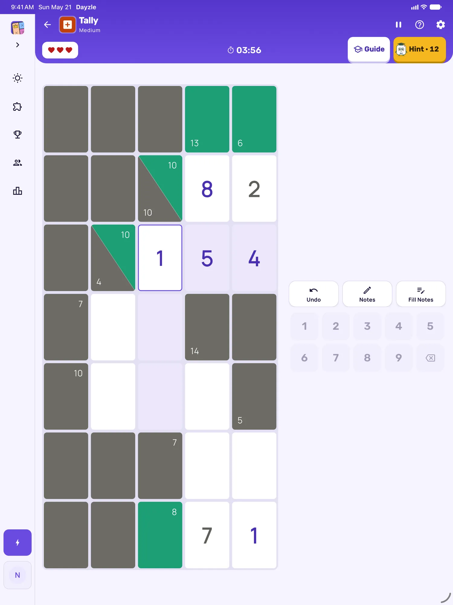 Tally on iPad: a board in progress