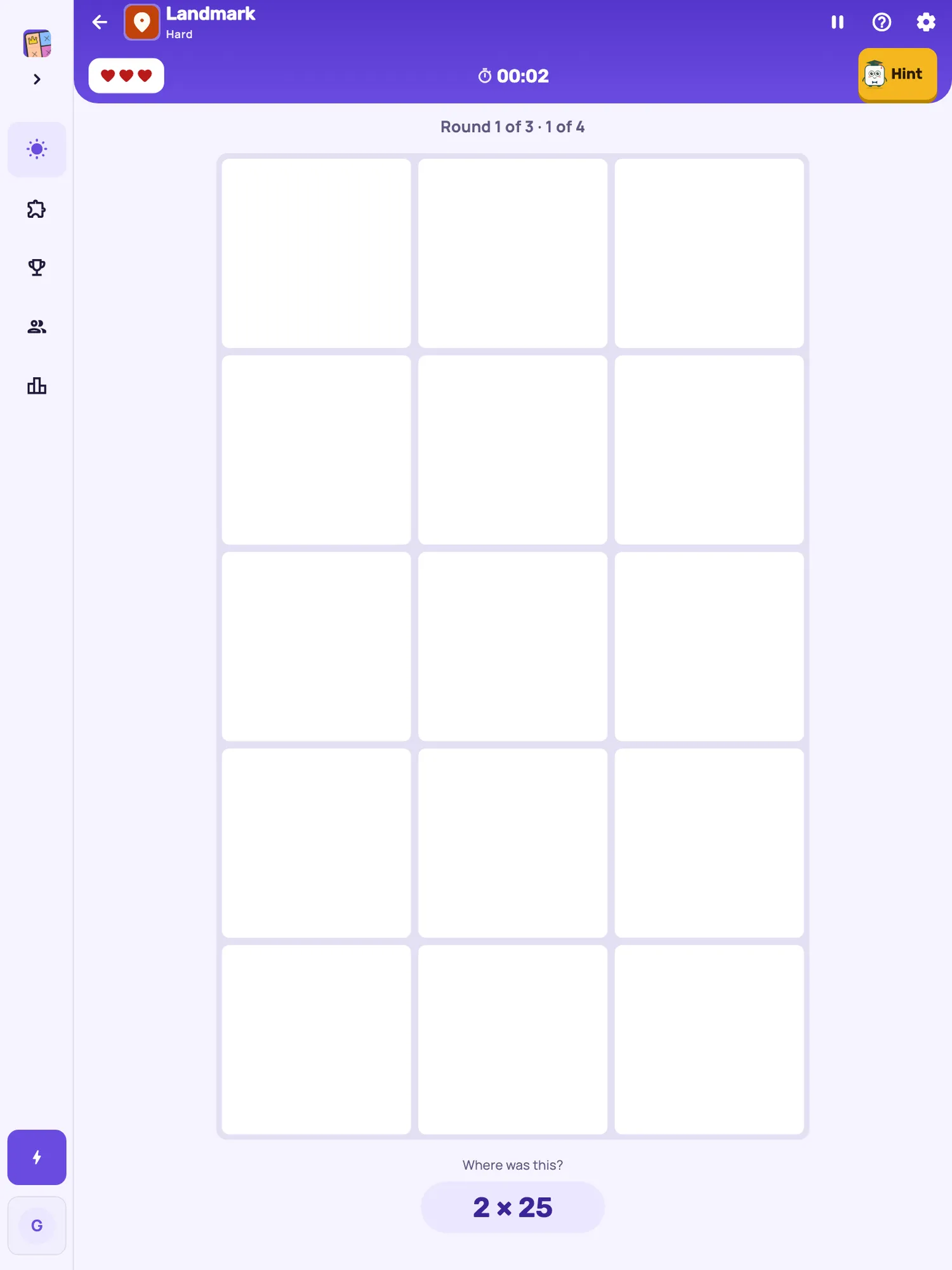 Landmark on iPad: where was 2 × 25?