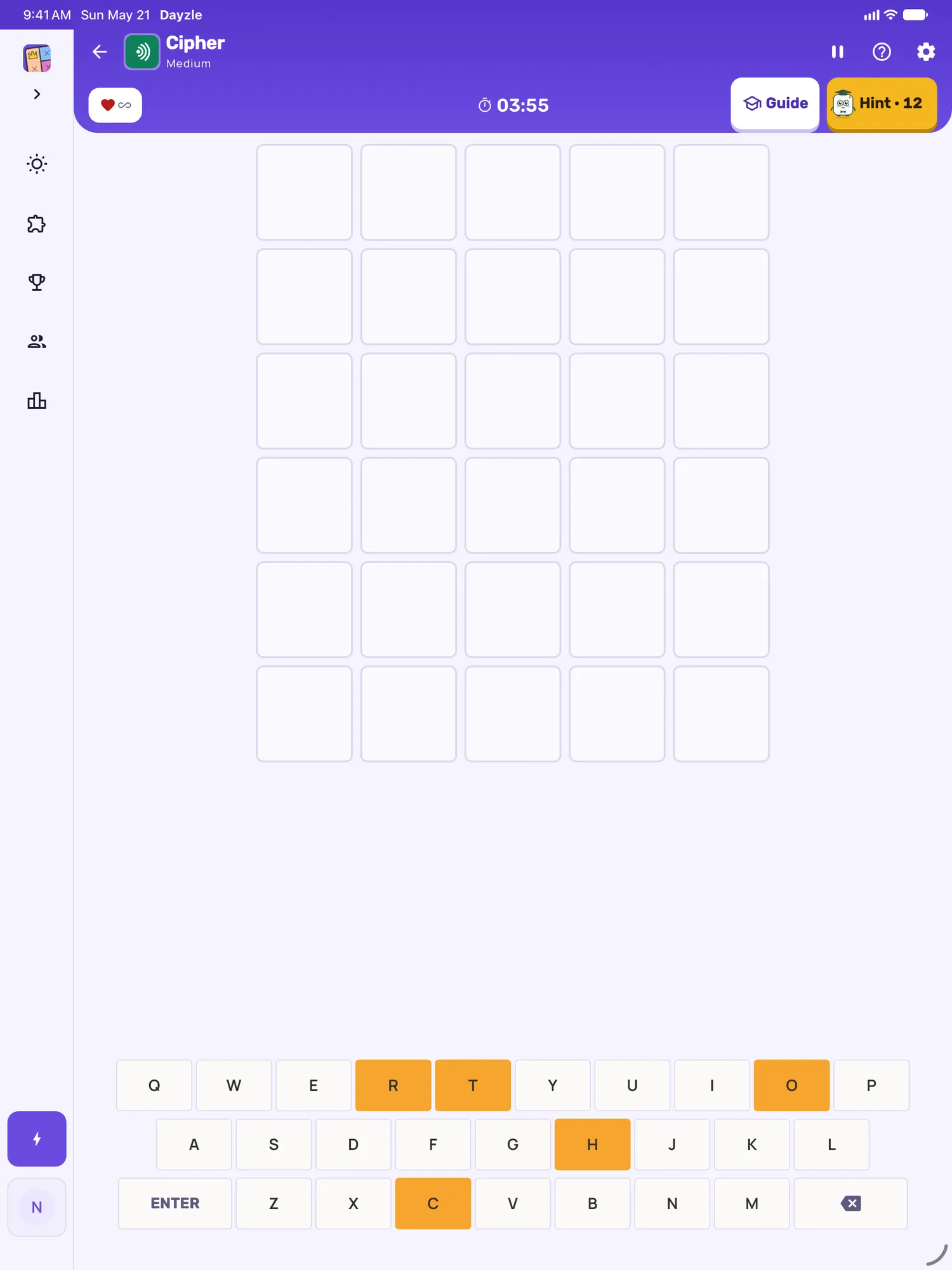 Cipher on iPad: a board in progress